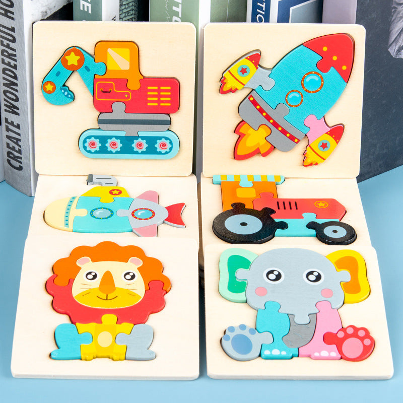 Wooden Geometric 3D Puzzle for Kids Aged 1-3