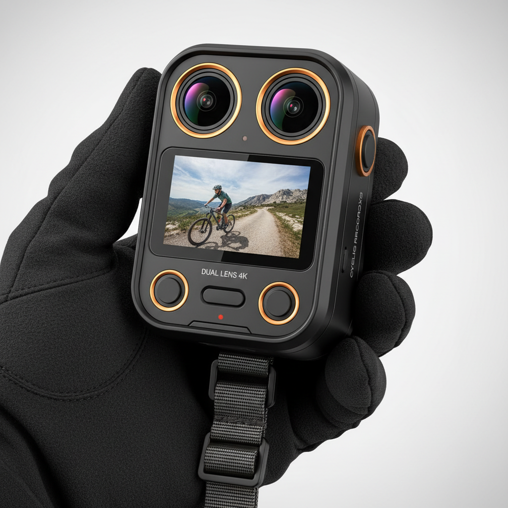 Panoramic Sports Camera 4K Dual Lens Handheld Cycling Recorder