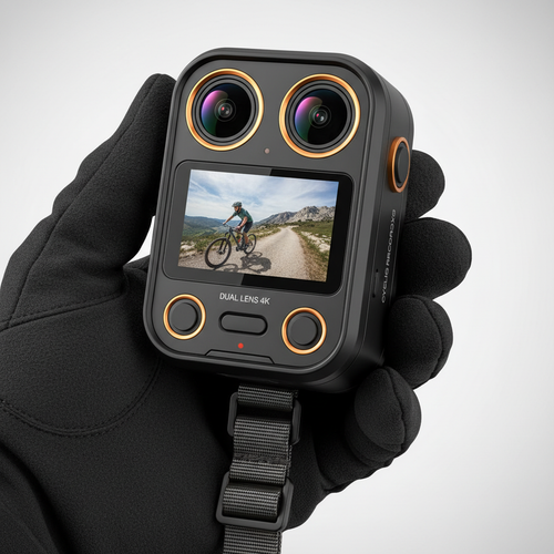 Panoramic Sports Camera 4K Dual Lens Handheld Cycling Recorder
